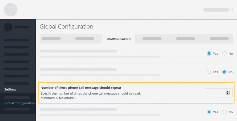 Number of message repeats during phone notifications
