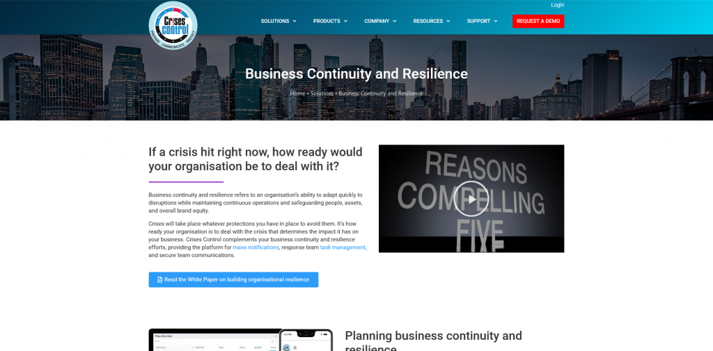 Screenshot 2021 04 08 Business Continuity and Resilience • Crises Control